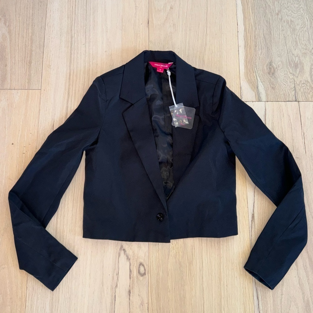 Urban Threads Black Cropped Blazer Coat Size 8 Tall NWT